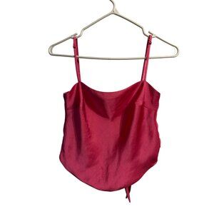 Sunday Best Pink Satin Tie-Back Tank Top 2XS Adjustable Straps